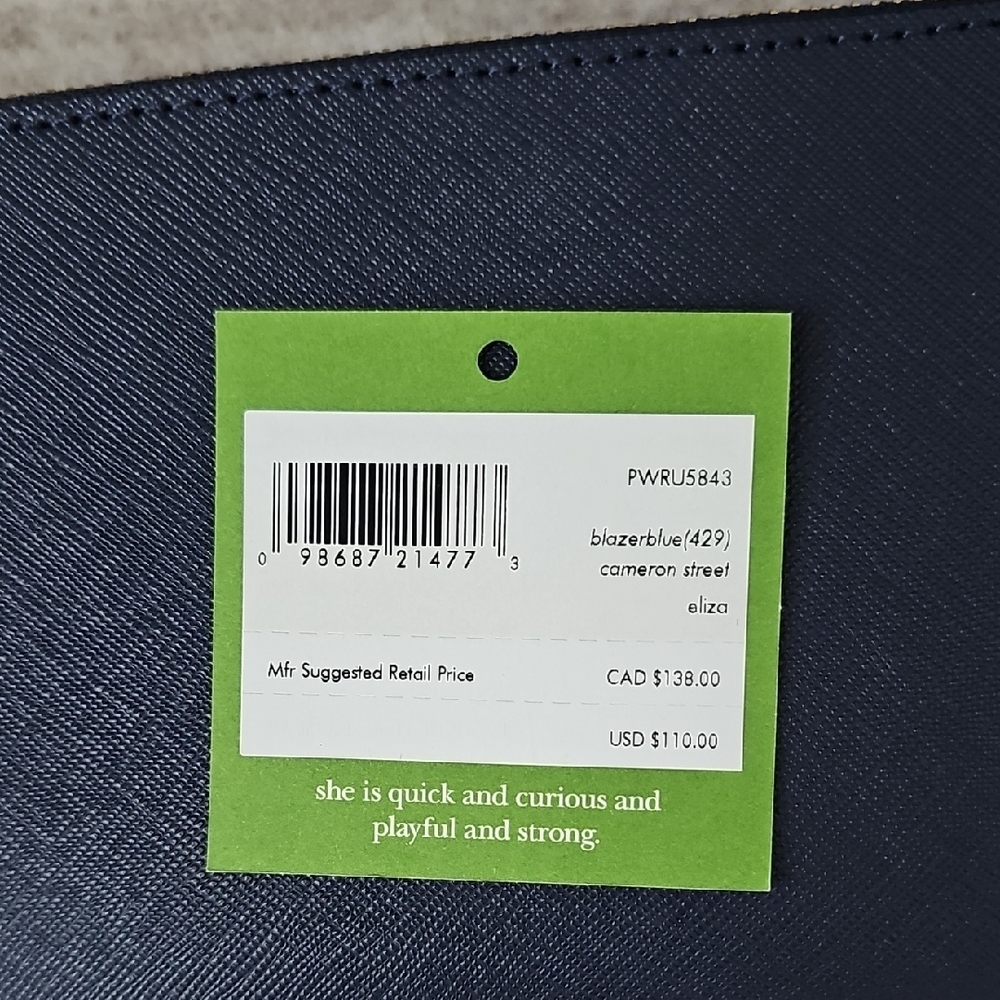kate spade navy zip-around saffiano wallet with gold logo - Picture 5 of 8